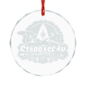 Engraved Starbase 49 Crystal Ornament — Clear Glass Holiday Keepsake