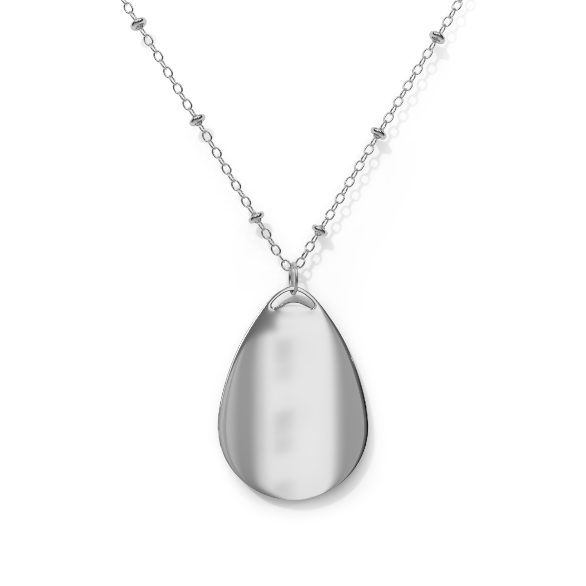 Oval Logo Pendant Necklace — Silver Teardrop Necklace with Custom Starbase48 Emblem - Image 2