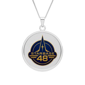Starbase 48 Round Photo Pendant Necklace — Sci‑Fi Logo Keepsake