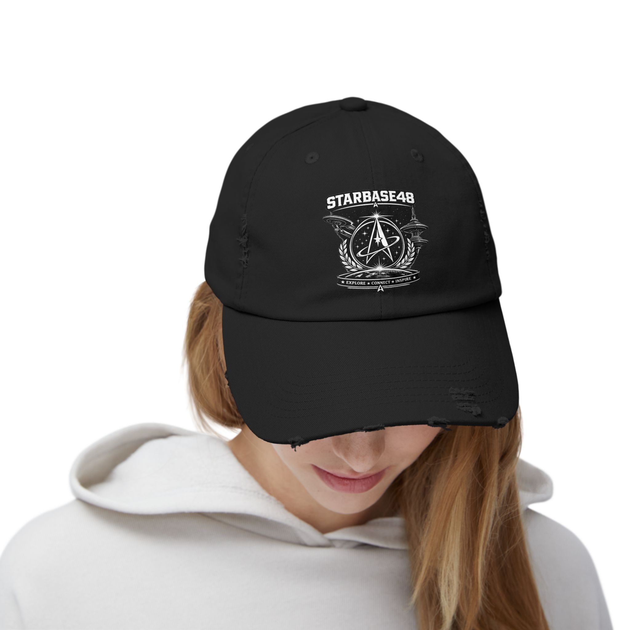 Distressed Cap — Starbase48 Vintage Space Emblem Hat - Image 4