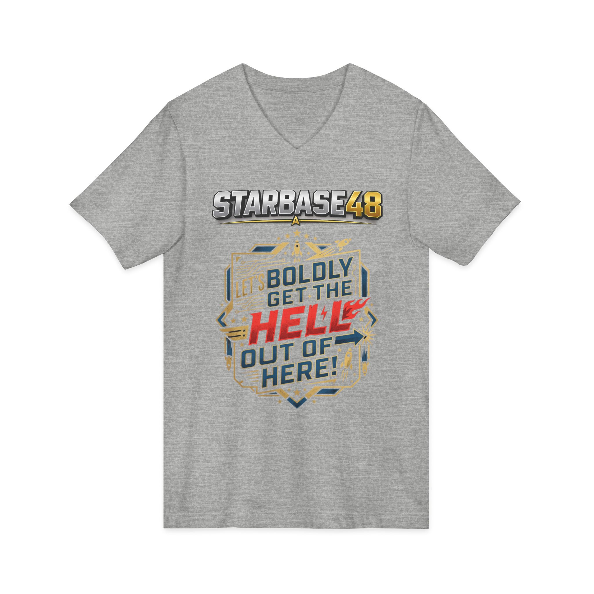 Starbase48 'Let's Boldly Get the Hell Out of Here' V‑Neck T‑Shirt - Image 15