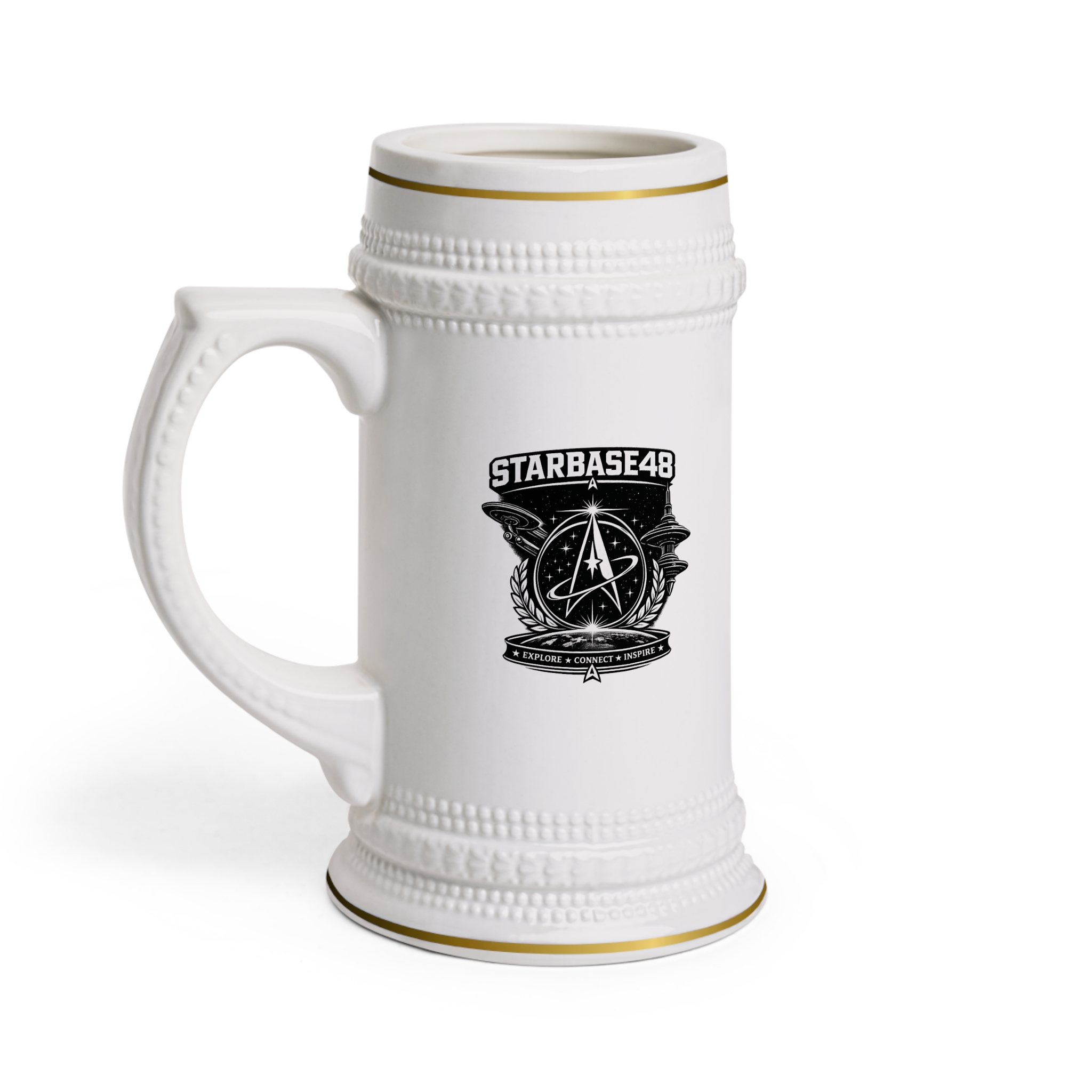 Starbase48 Emblem Beer Stein - Retro Space Logo Ceramic Mug - Image 2