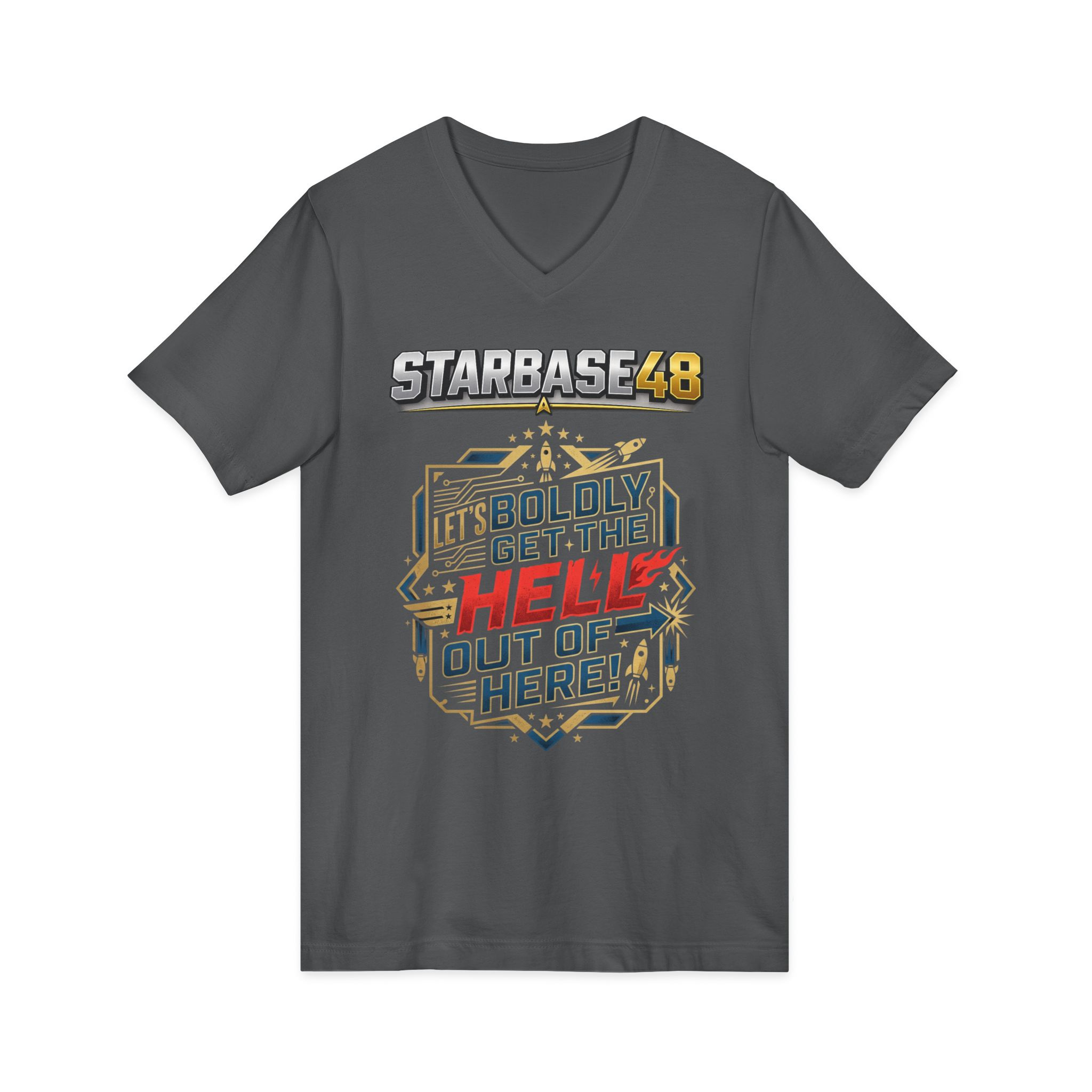 Starbase48 'Let's Boldly Get the Hell Out of Here' V‑Neck T‑Shirt - Image 27