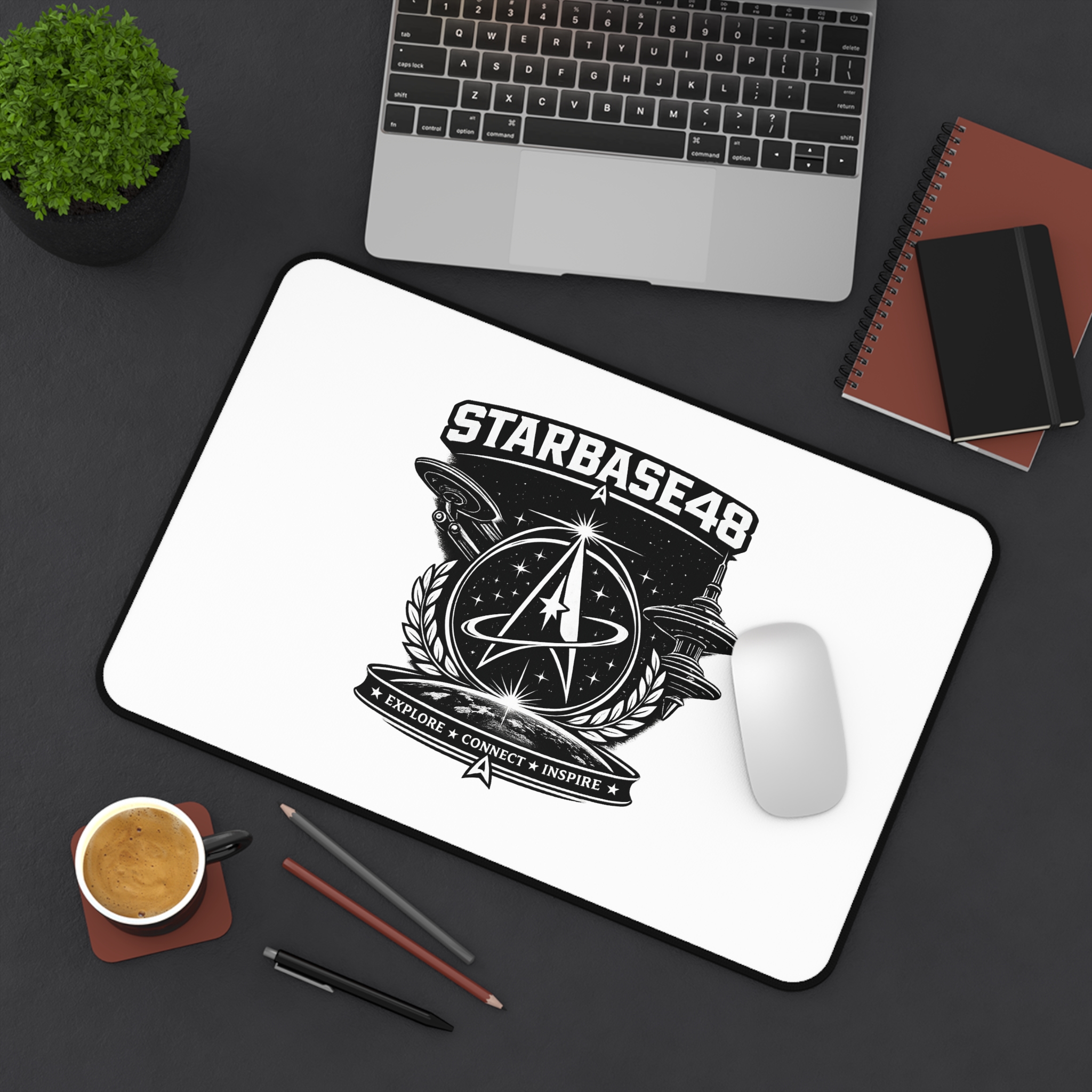Starbase48 Space Emblem Desk Mat — Explore • Connect • Inspire - Image 4