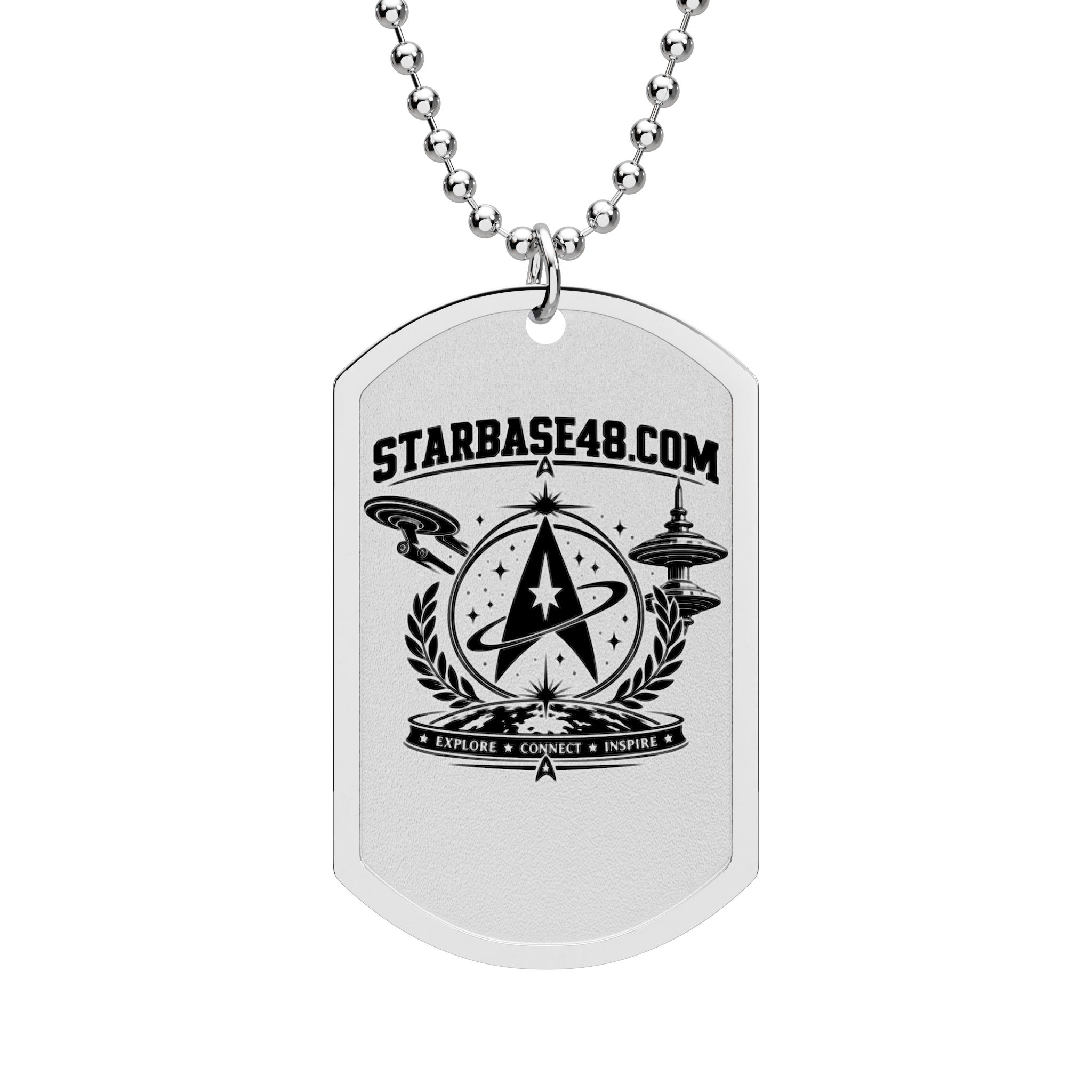 Starbase48.com Engraved Dog Tag Necklace — Sci‑Fi Emblem Military ID Pendant - Image 2