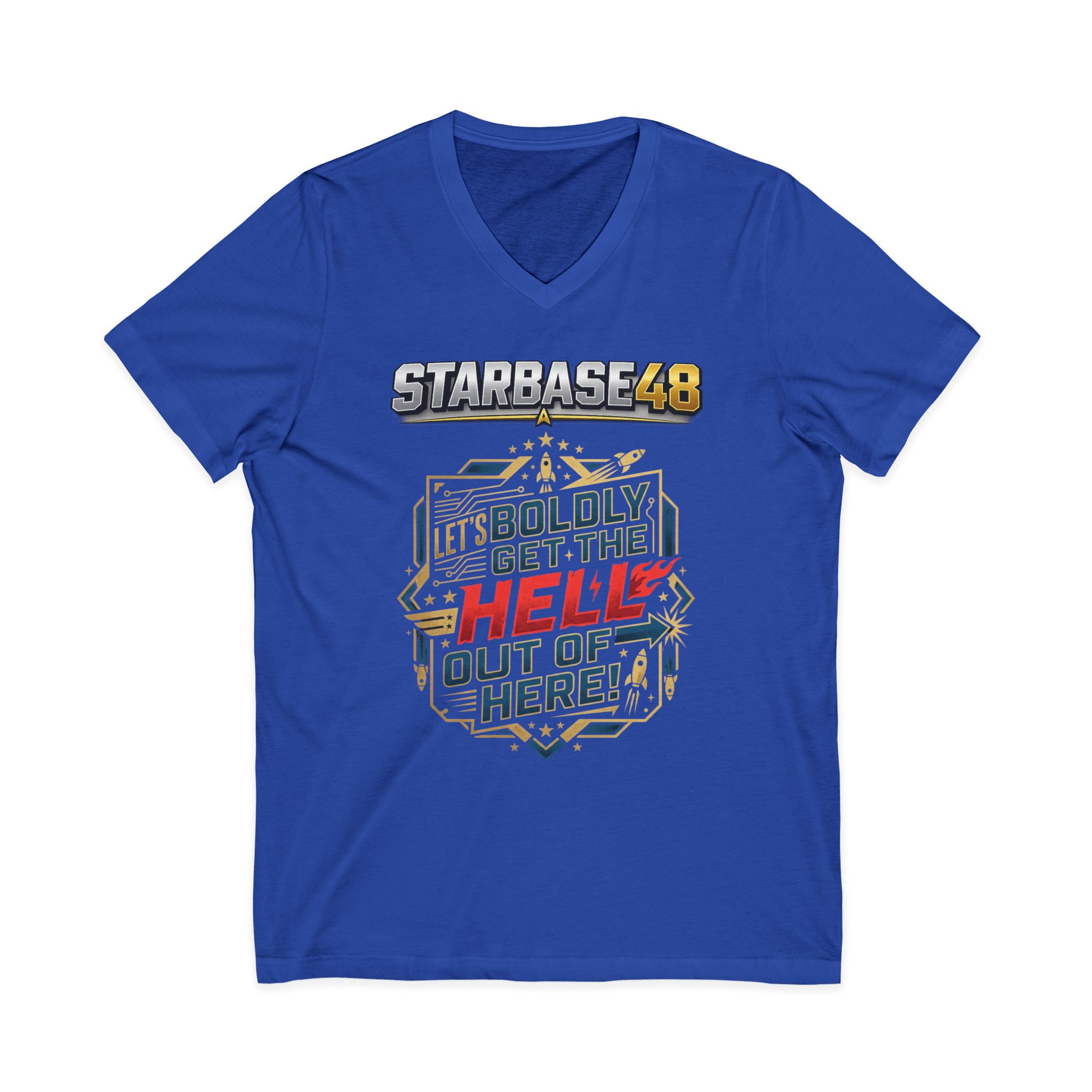 Starbase48 'Let's Boldly Get the Hell Out of Here' V‑Neck T‑Shirt - Image 17