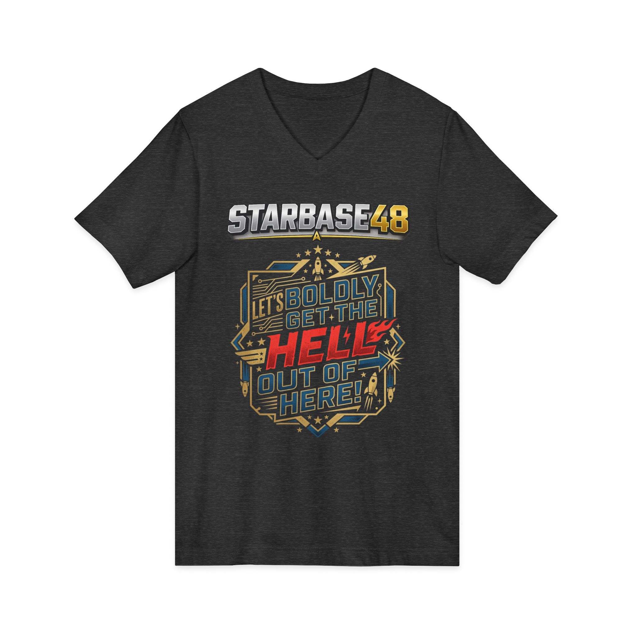 Starbase48 'Let's Boldly Get the Hell Out of Here' V‑Neck T‑Shirt - Image 31