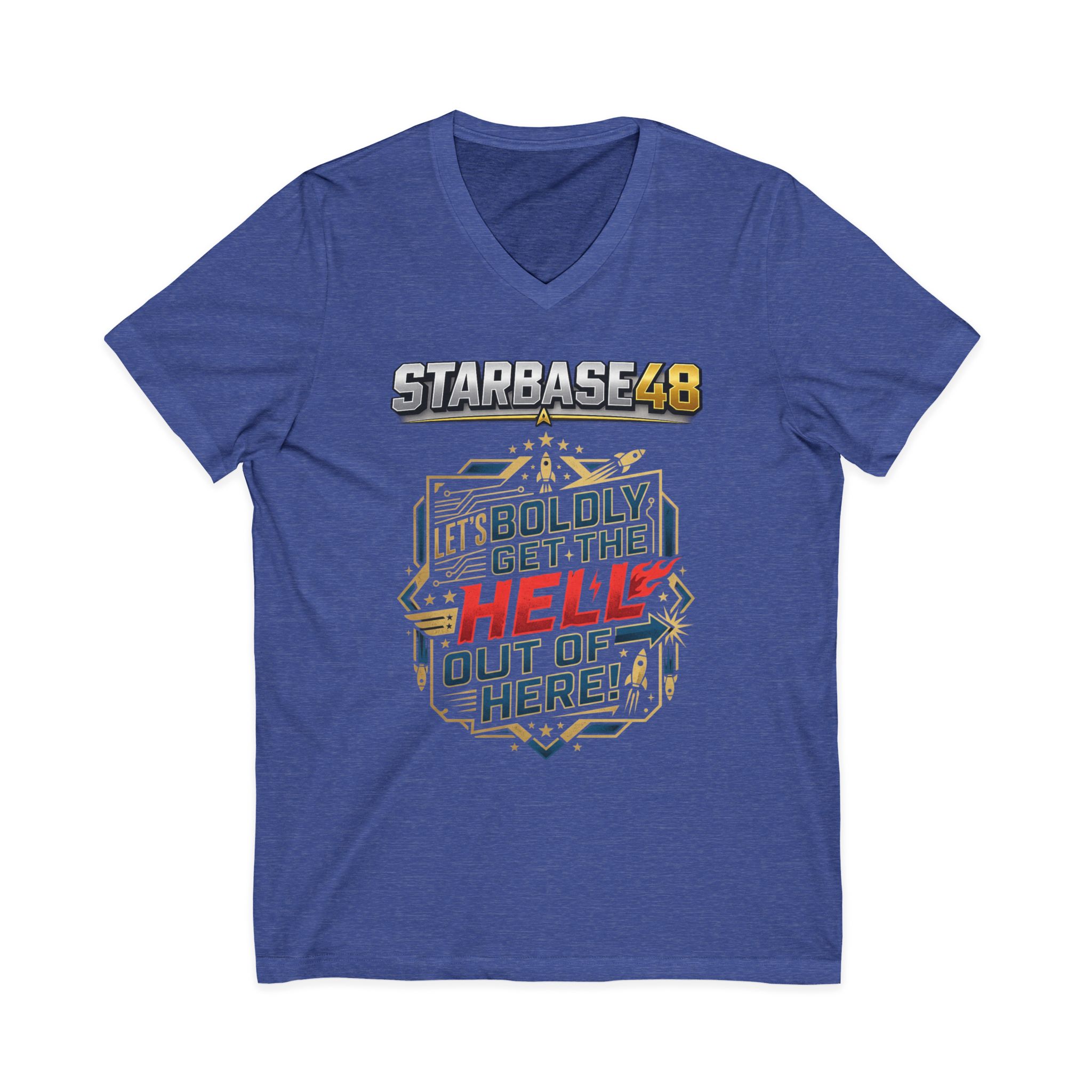 Starbase48 'Let's Boldly Get the Hell Out of Here' V‑Neck T‑Shirt - Image 21