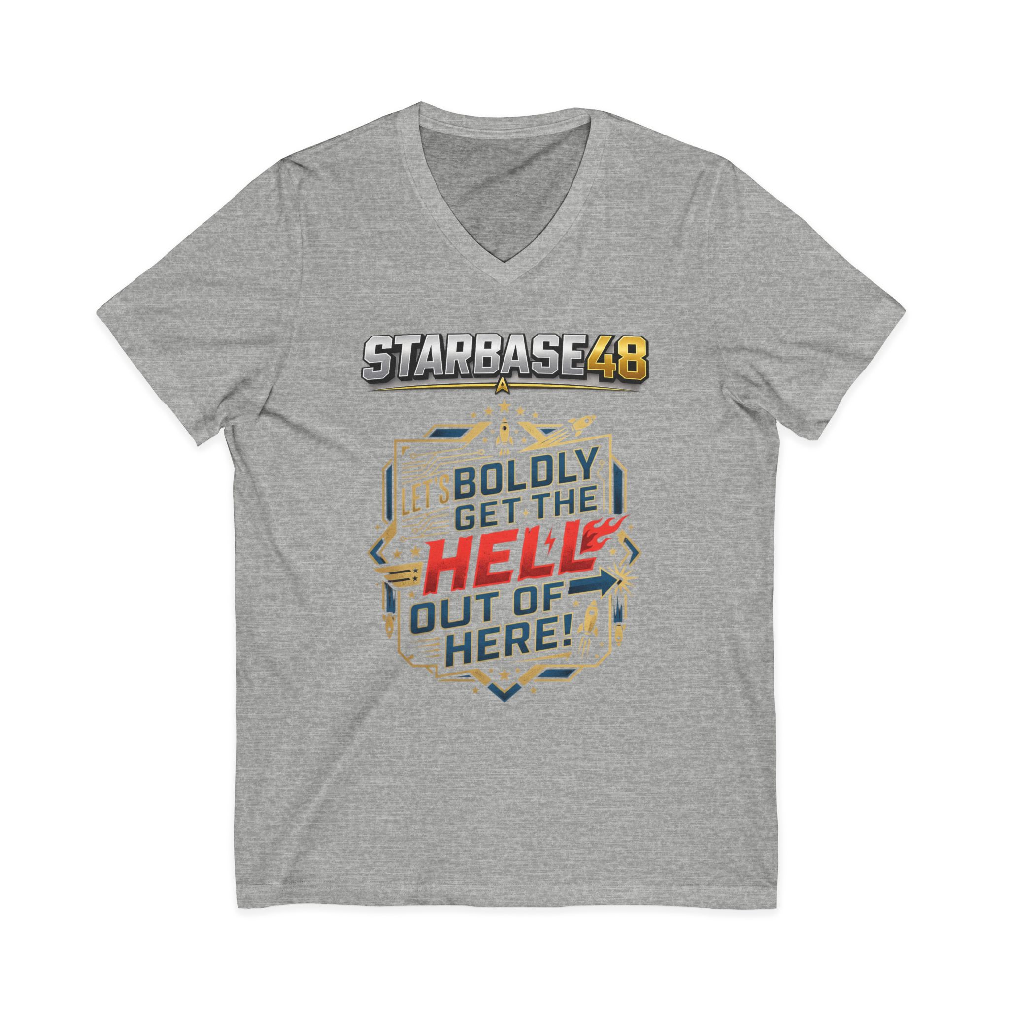 Starbase48 'Let's Boldly Get the Hell Out of Here' V‑Neck T‑Shirt - Image 13