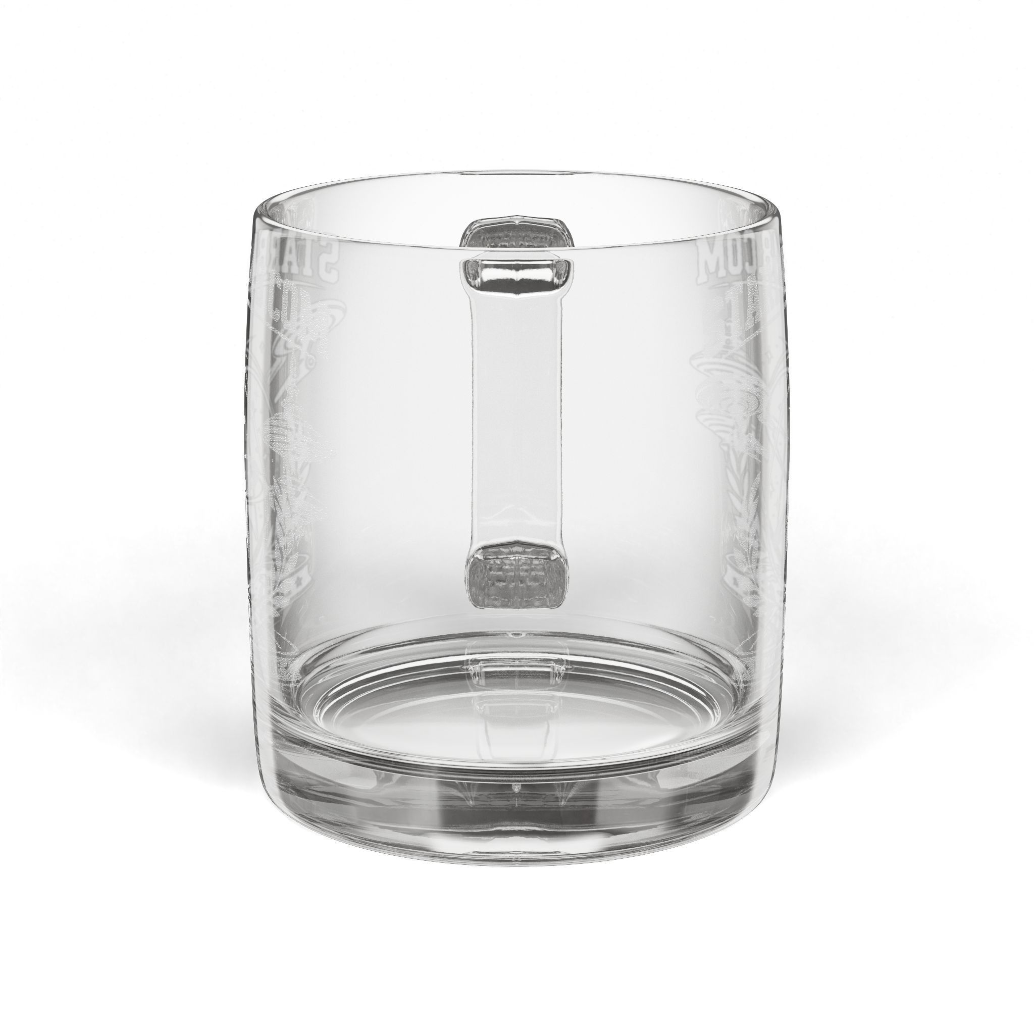 Engraved Glass Coffee Mug — Starbase47 Retro Space Logo, 12.25oz