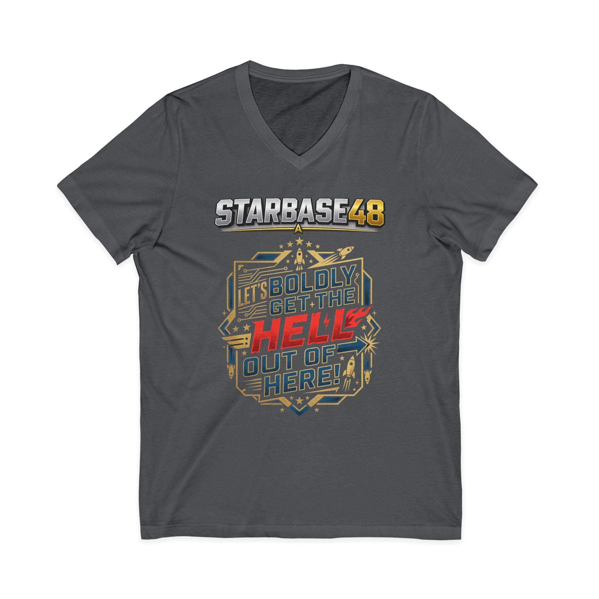 Starbase48 'Let's Boldly Get the Hell Out of Here' V‑Neck T‑Shirt - Image 25