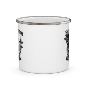 Starbase48 Enamel Camping Mug — Retro Space Badge Camping Coffee Cup