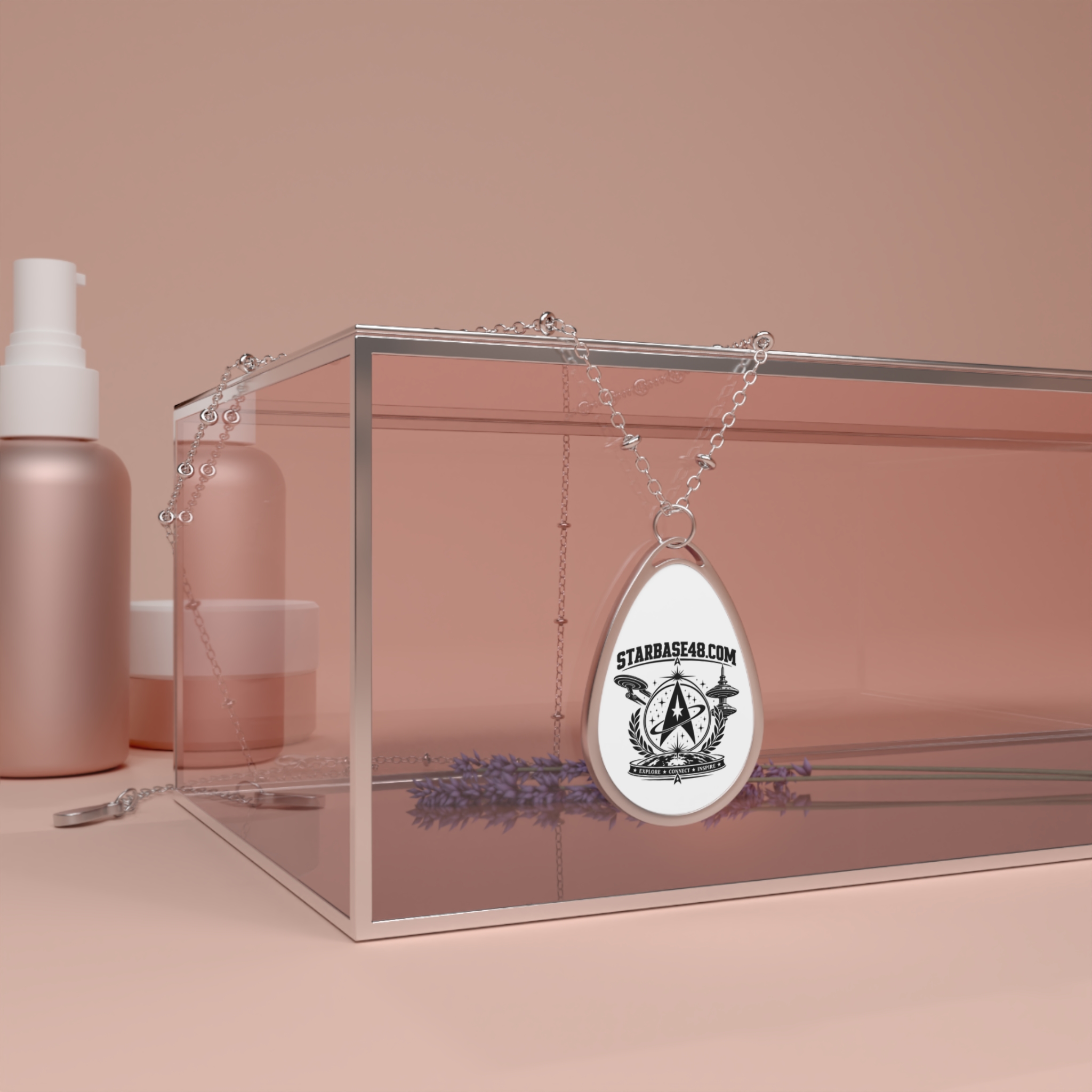 Oval Logo Pendant Necklace — Silver Teardrop Necklace with Custom Starbase48 Emblem - Image 4