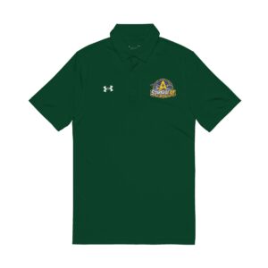 Embroidered White Polo Shirt with Star & Banner Logo — Men's Performance Golf/Team Shirt