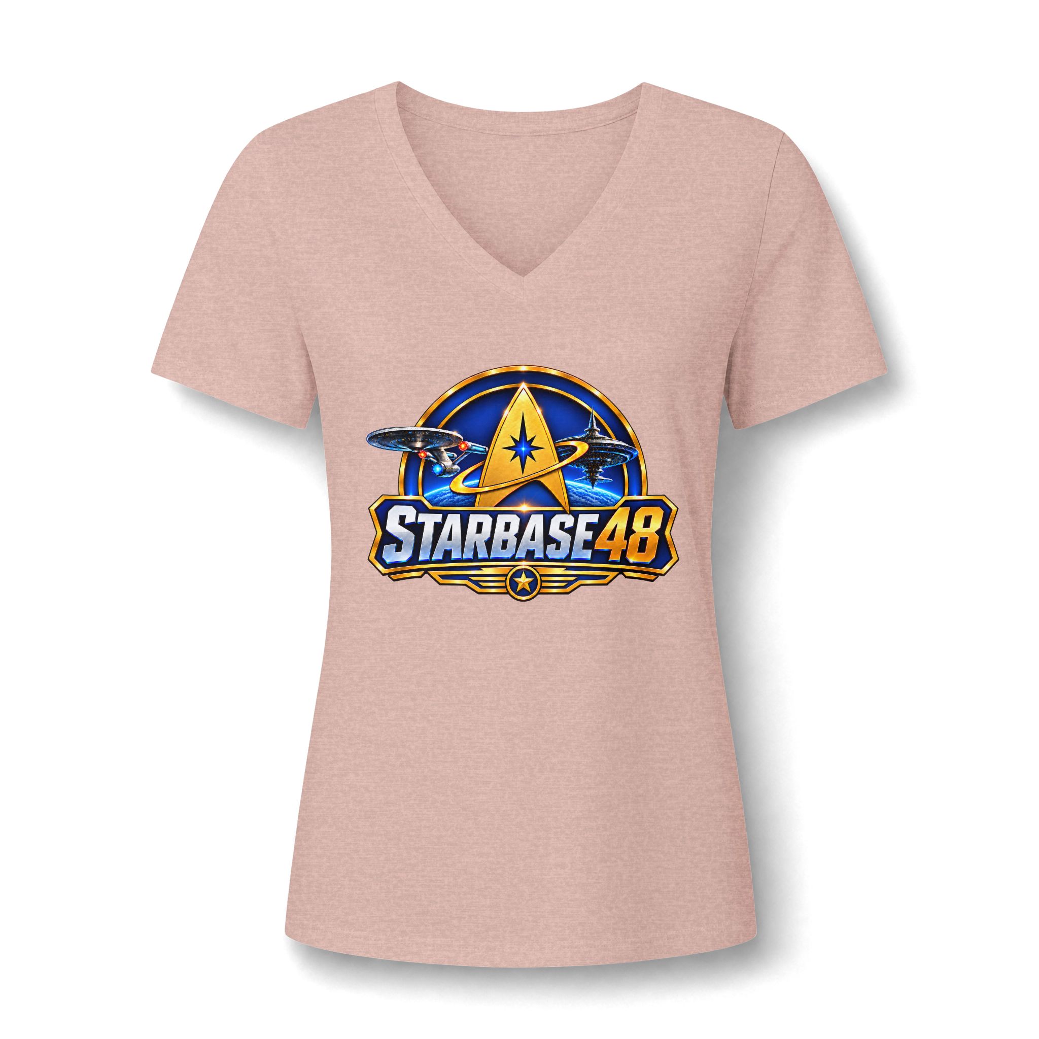 Starbase 48 Women's V‑Neck Tee — Retro Space Patch Graphic - Image 22