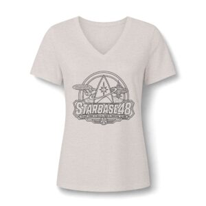 Starbase 48 V-Neck Tee — Women's Sci‑Fi Graphic Shirt