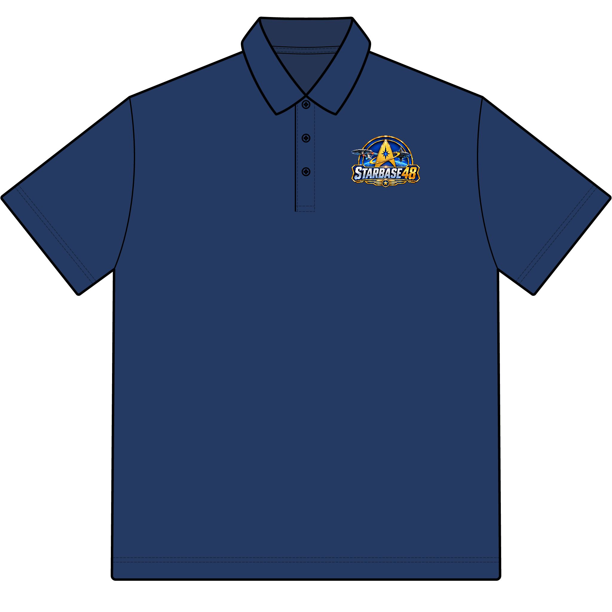Eclipse Stretch Polo — Embroidered Starbase 49 Logo Performance Shirt