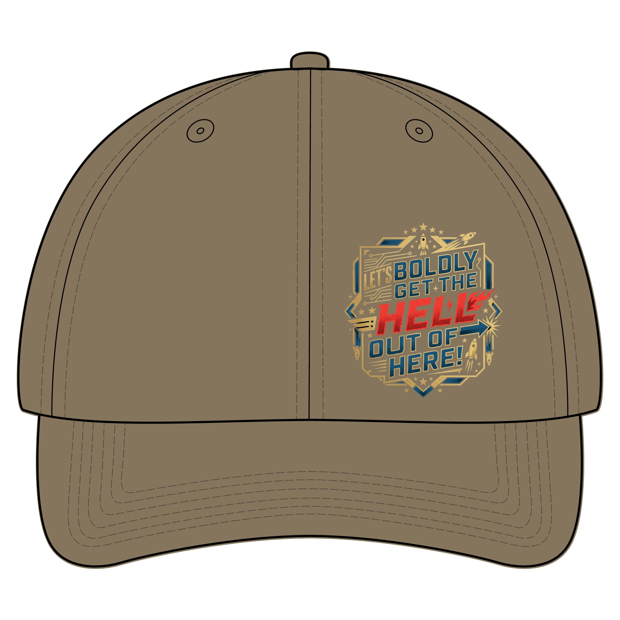 Camouflage Cap — 'Let's Boldly Get the Hell Out of Here' Military Style Hat