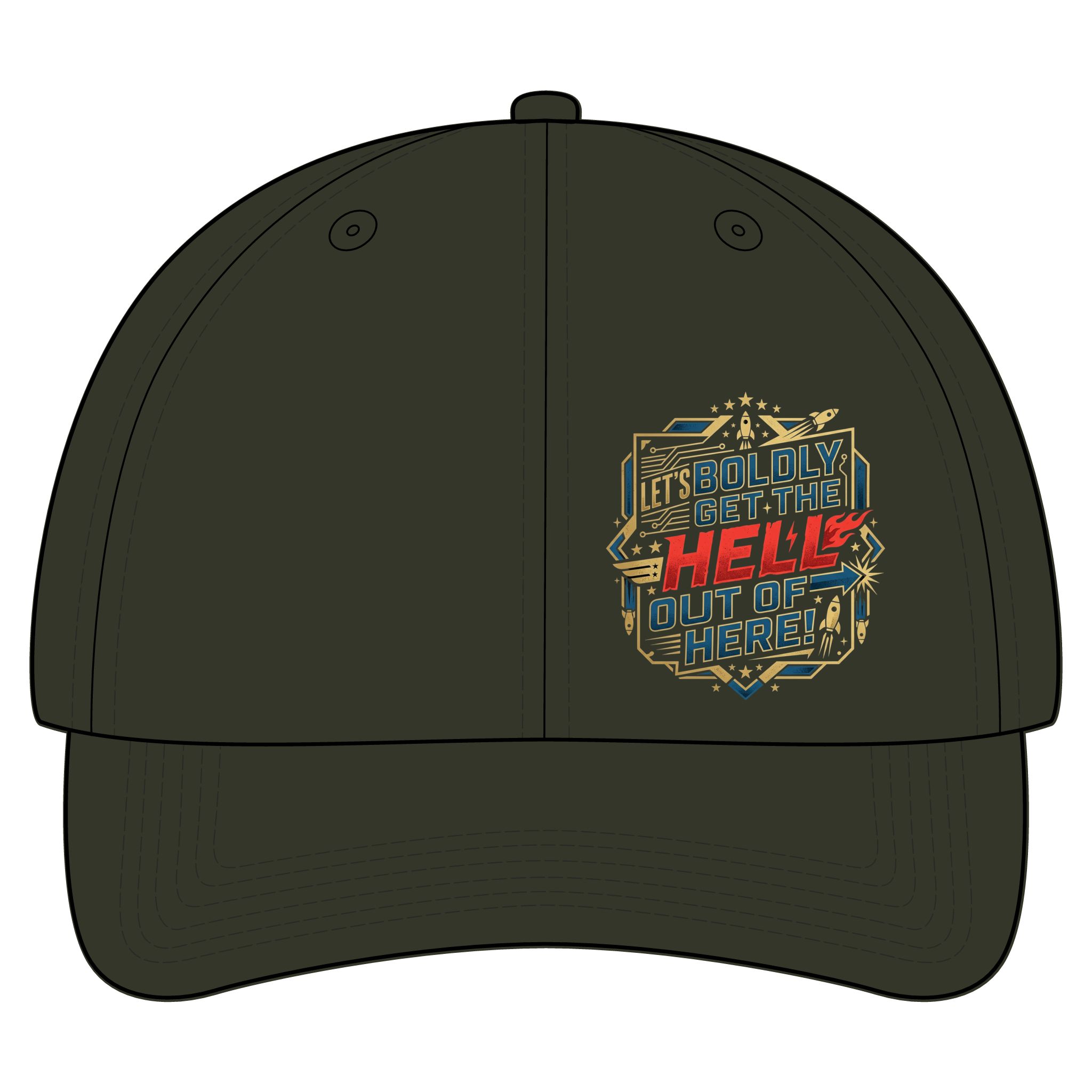 Camouflage Cap — 'Let's Boldly Get the Hell Out of Here' Military Style Hat - Image 5