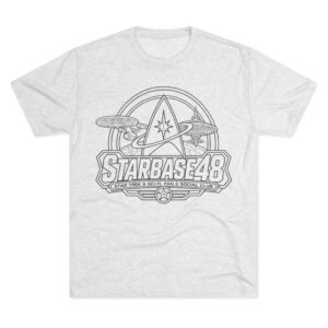 Starbase 48 Crew Tee — Vintage Sci‑Fi Starship Logo T‑Shirt