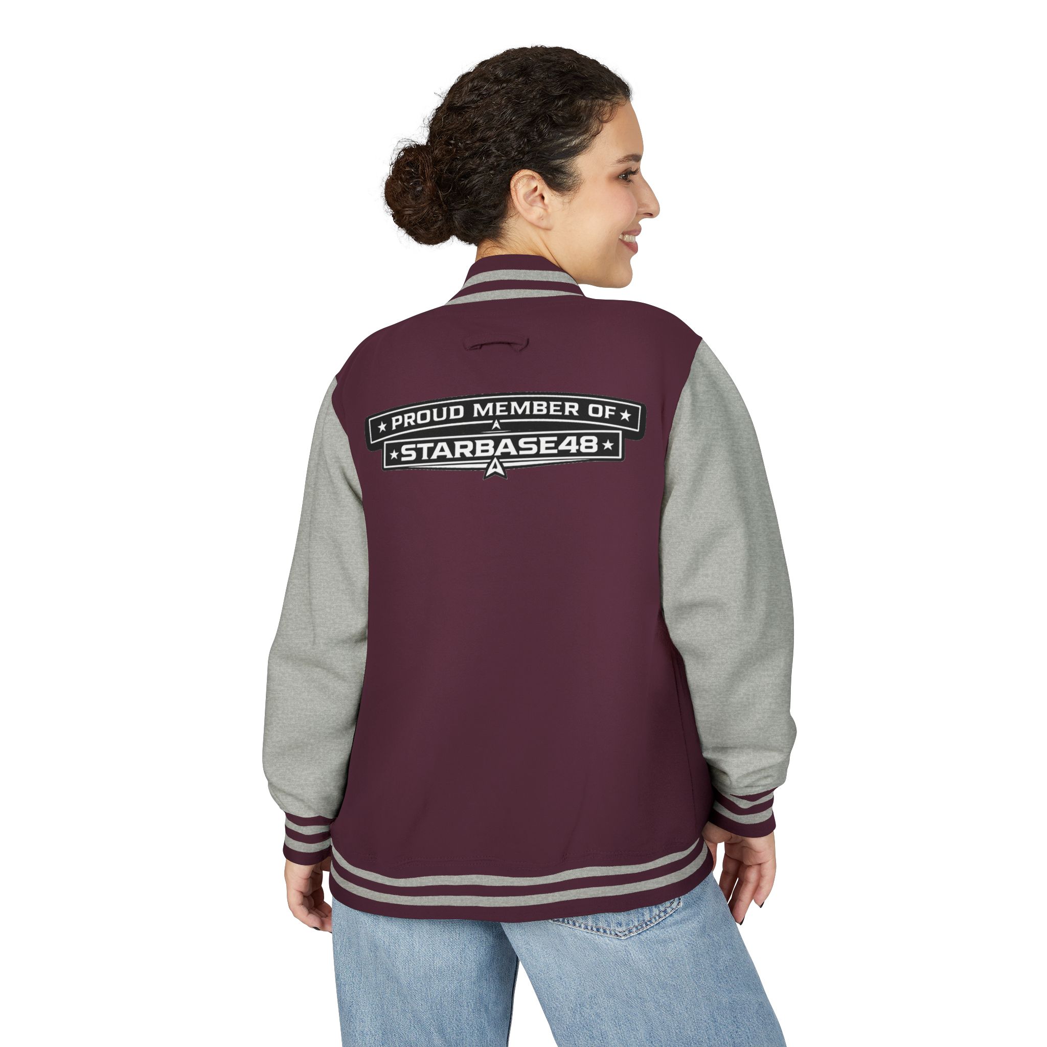 Letterman Jacket — "Proud Member of STARBASE48" Varsity Jacket - Image 44