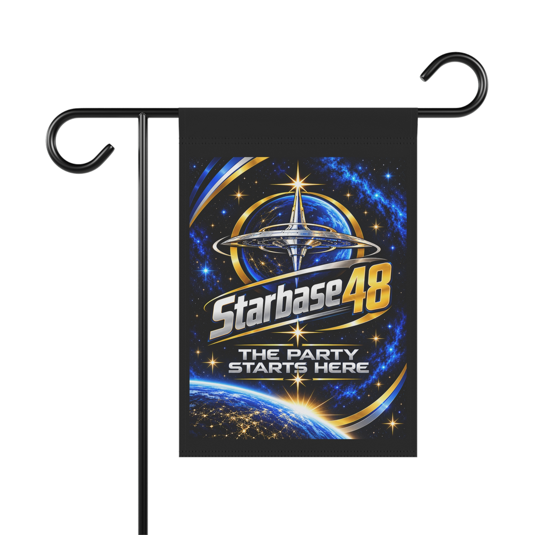 Garden Flag - Starbase48 'The Party Starts Here' Space Garden Banner