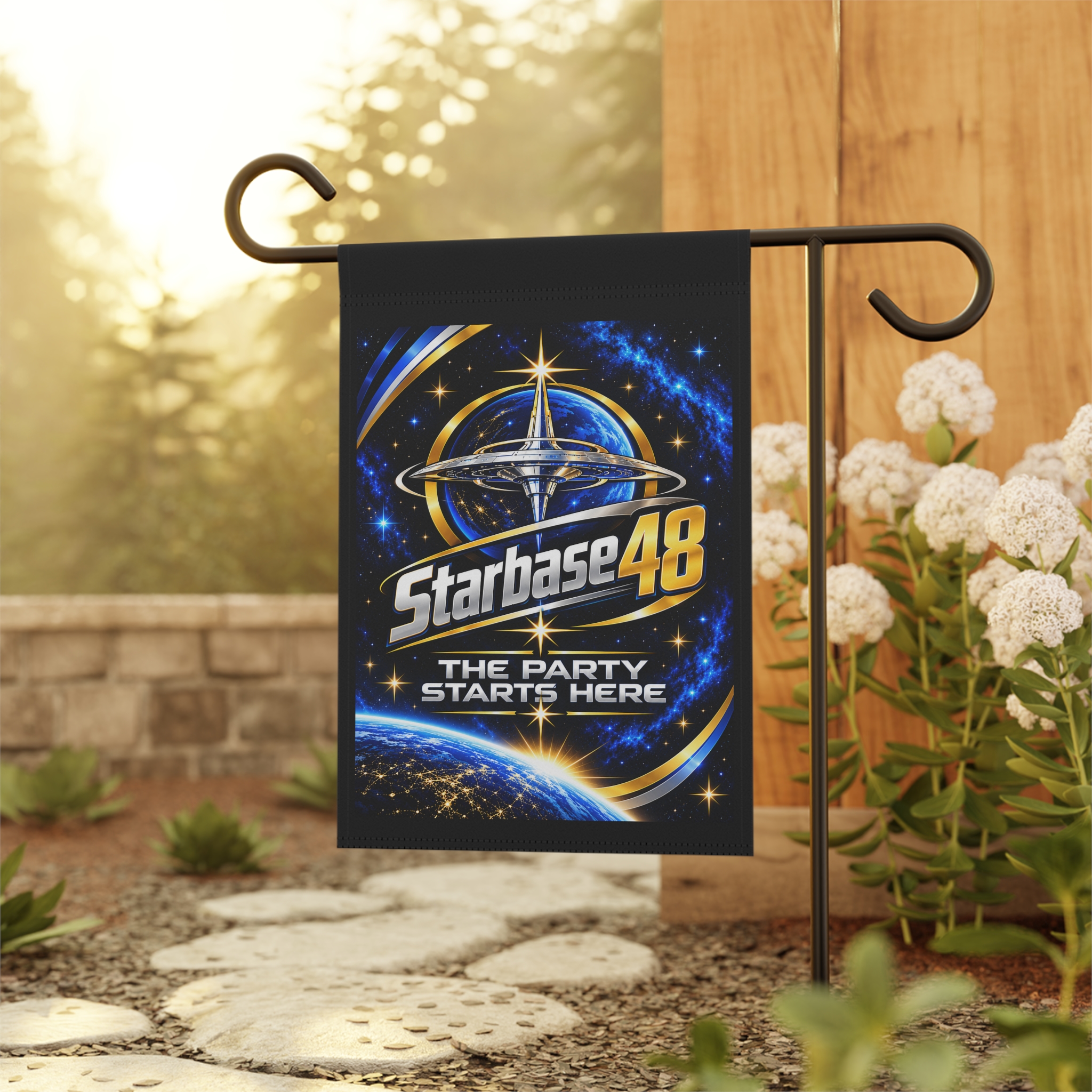 Garden Flag - Starbase48 'The Party Starts Here' Space Garden Banner - Image 4
