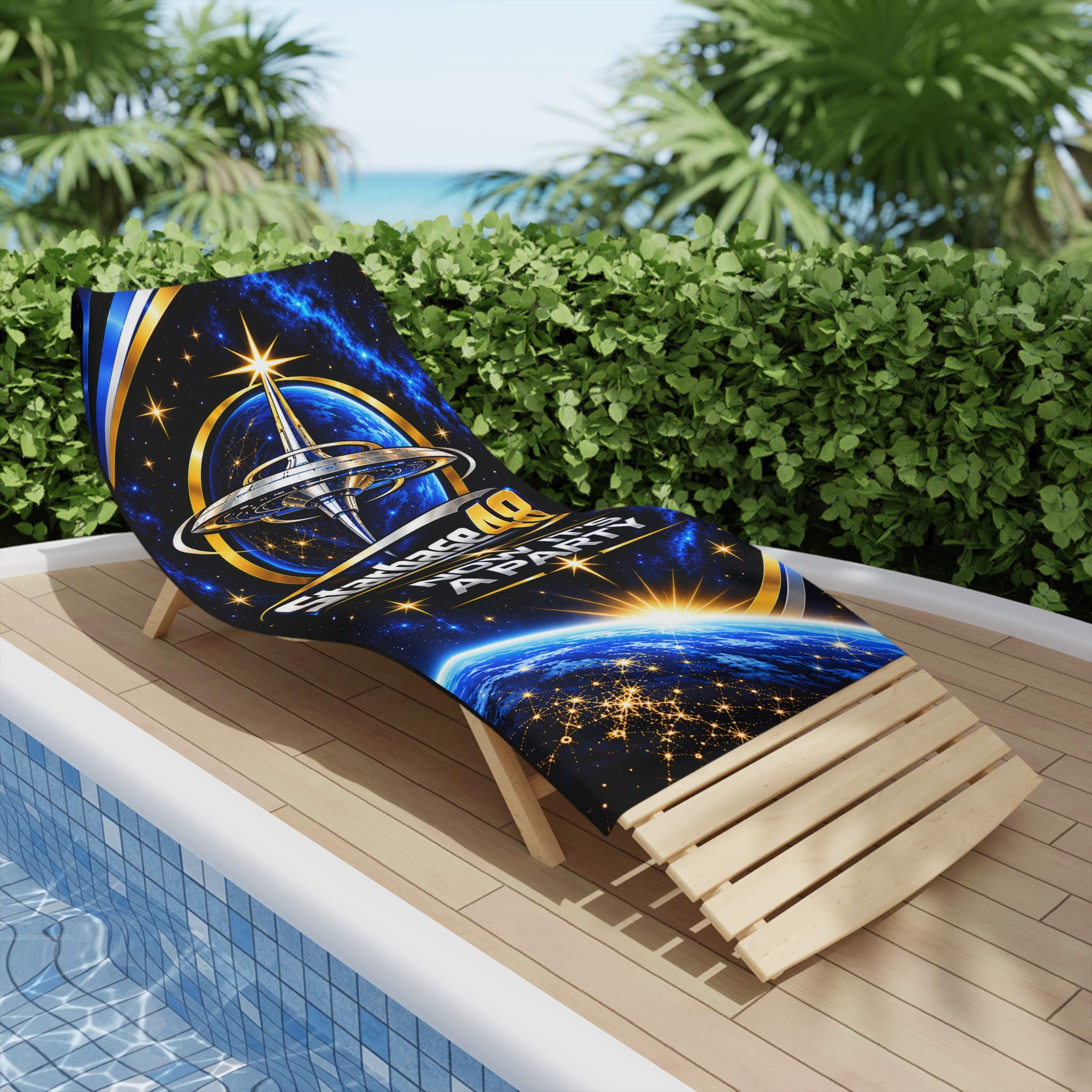 Starbase 48 Beach Towel — 'Now It's A Party' Space Graphic - Image 8
