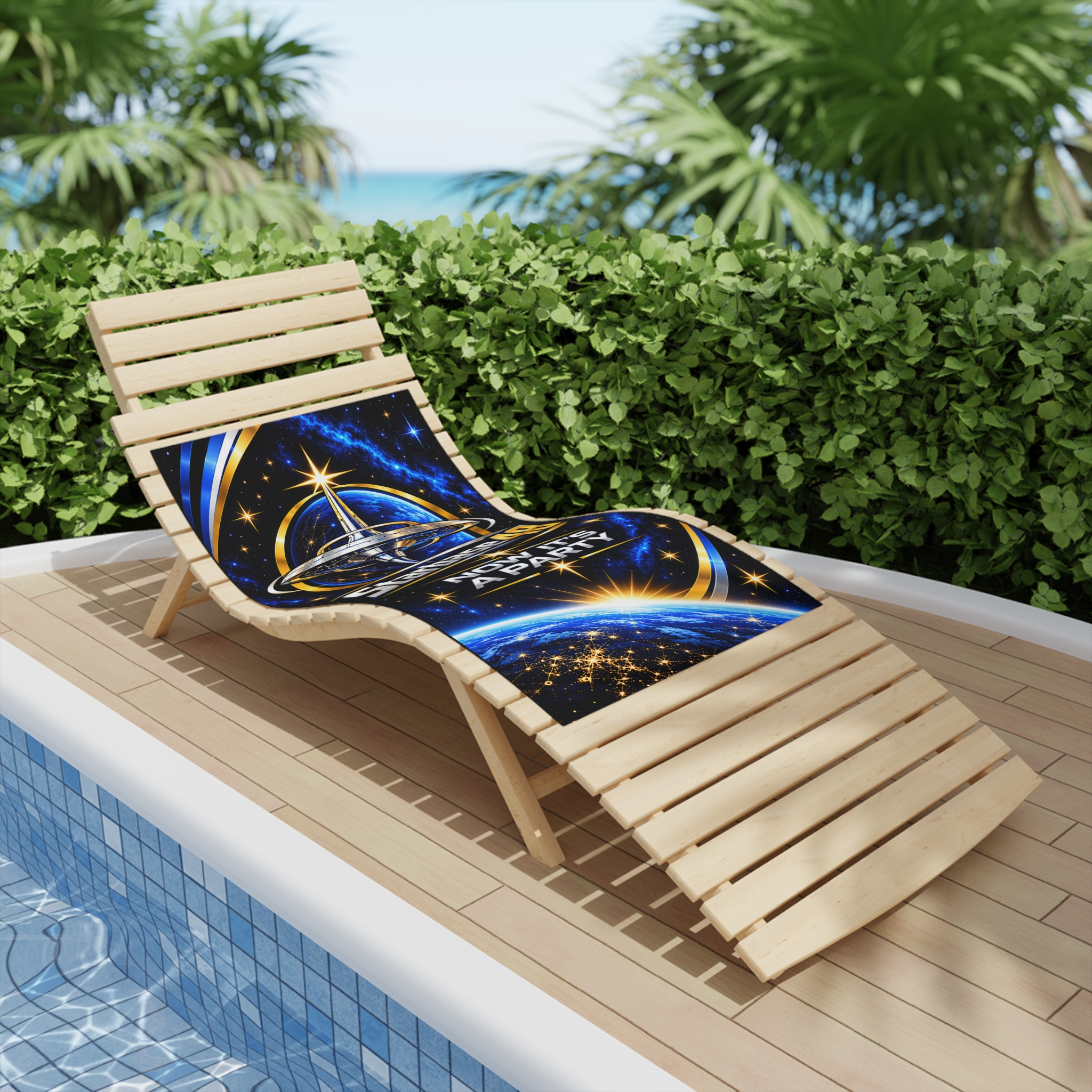 Starbase 48 Beach Towel — 'Now It's A Party' Space Graphic - Image 4