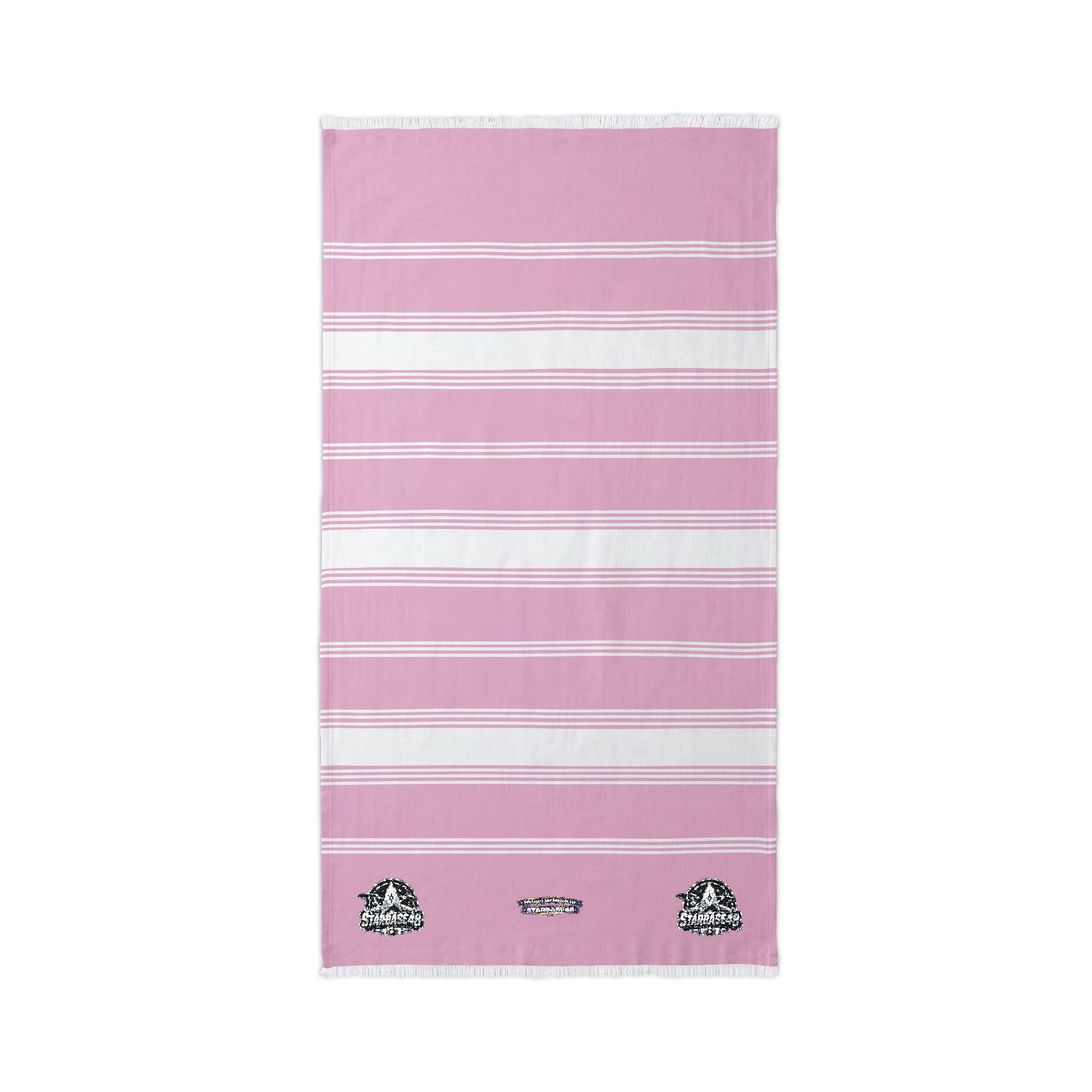 Embroidered Striped Beach Throw — Neutral Turkish Towel with Seashell Motif - Image 5